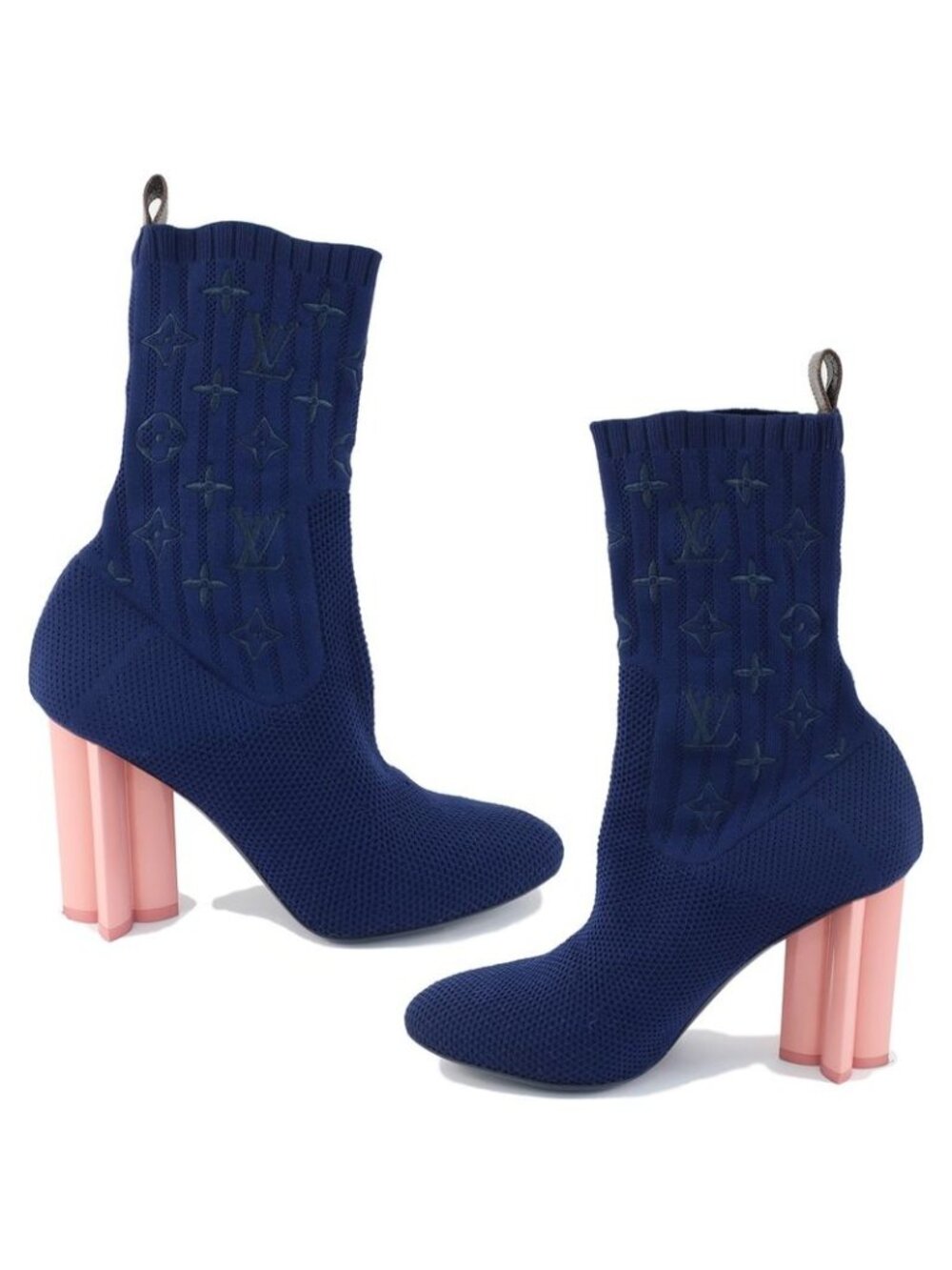 Louis Vuitton Knit Boots Ankle Sock Navy Pink - Picture 3 of 10